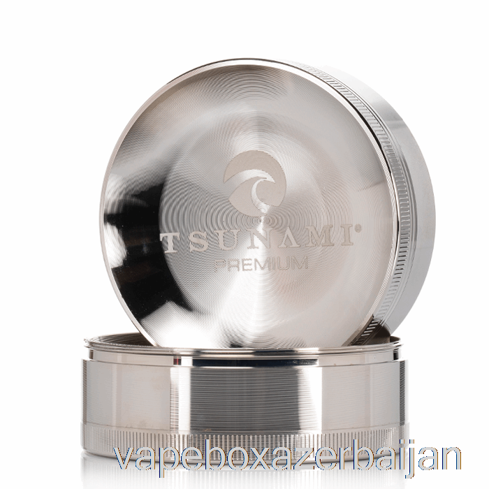 Vape Azerbaijan Tsunami 2.95inch 4-Piece Sunken Top Grinder Silver (75mm)